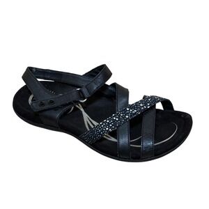 Abeo Sandals Women‎  6 Black Laguna Leather Strappy Comfort Lagenlook Spotty